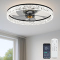 20in Ceiling Fan with Light F098 Black - Low Profile Flush Mount