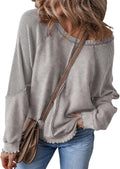 Oversized Off The Shoulder Sweatshirt Waffle Knit Top - Casual Comfort