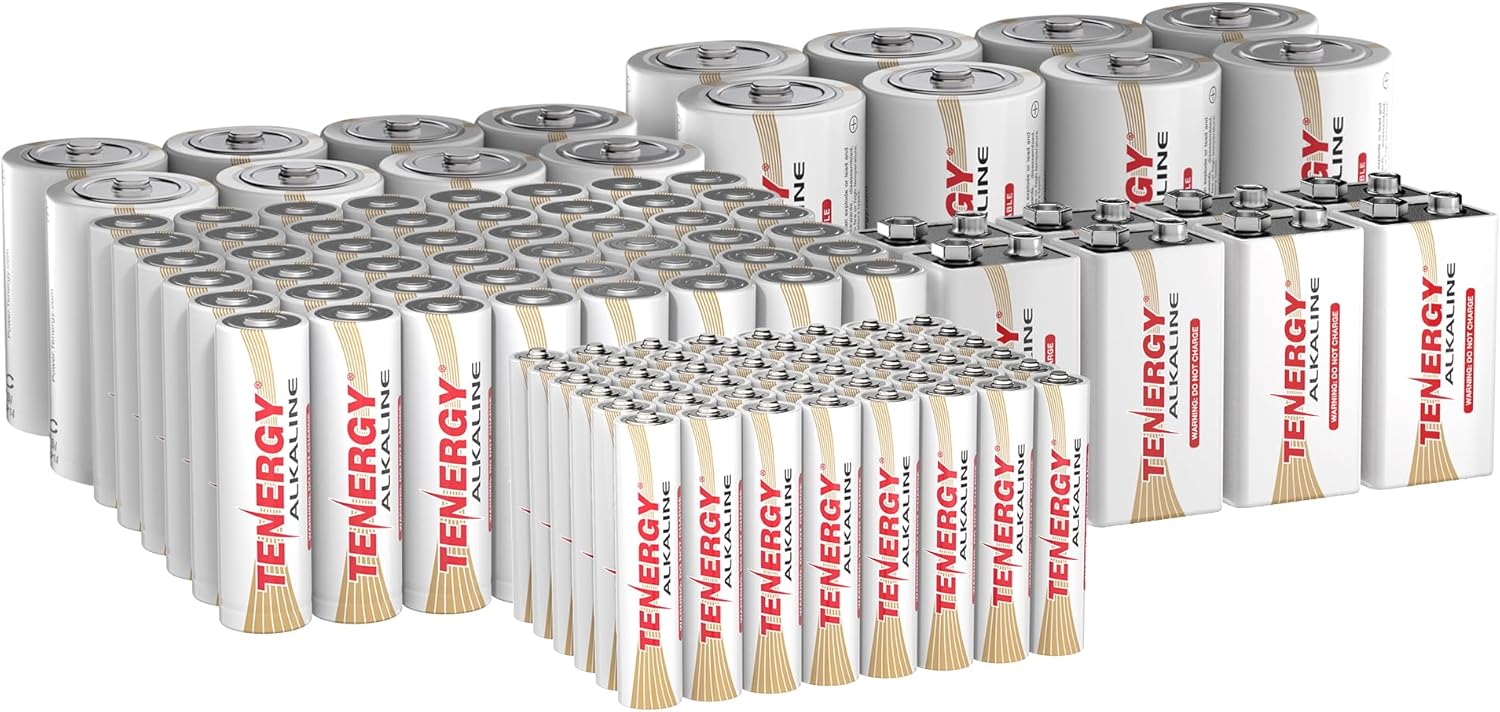 Tenergy 120 Pack Alkaline Batteries for All Household Needs
