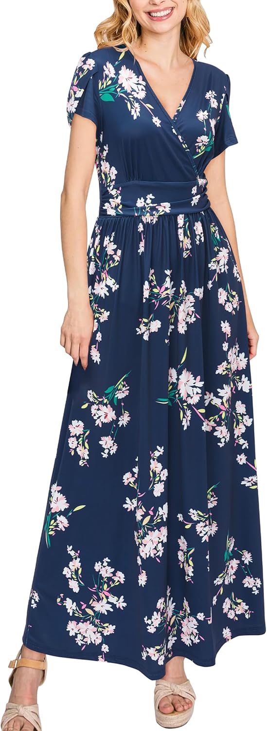 OUGES Maternity Maxi Dress for Baby Shower and Photoshoot