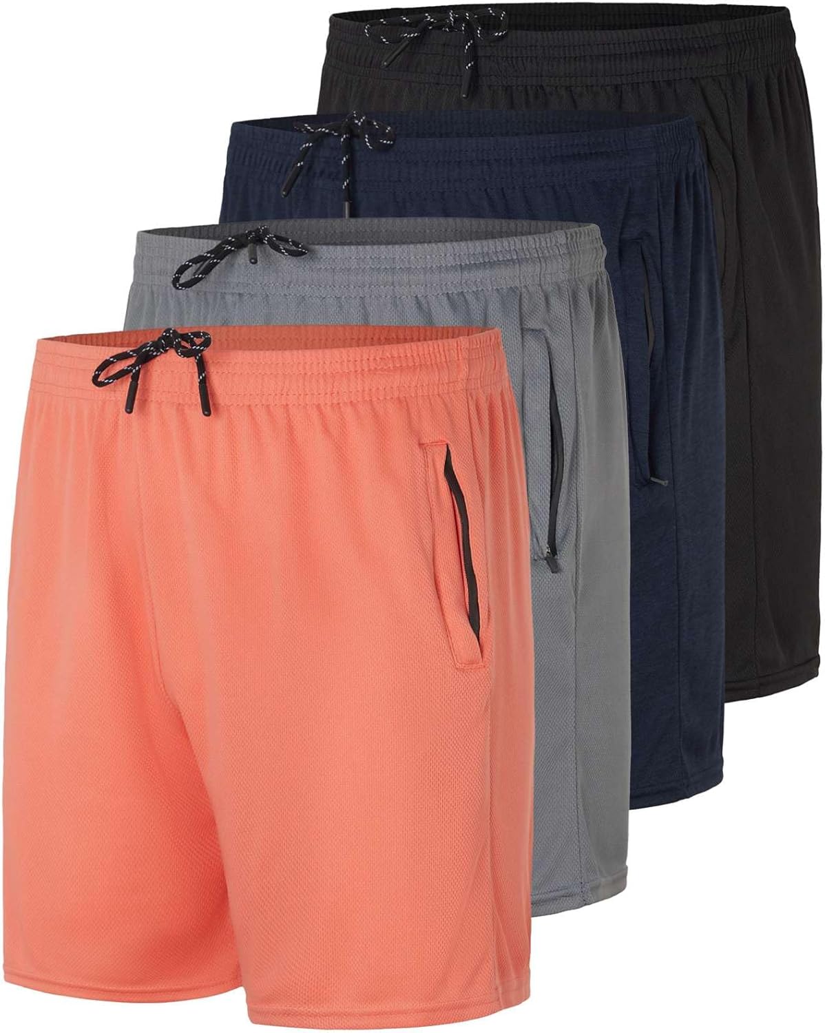 Men's Mesh Athletic Zipper Shorts for Running and Basketball