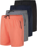 Men's Mesh Zipper Athletic Shorts 4 Pack - Quick Dry 5in Inseam