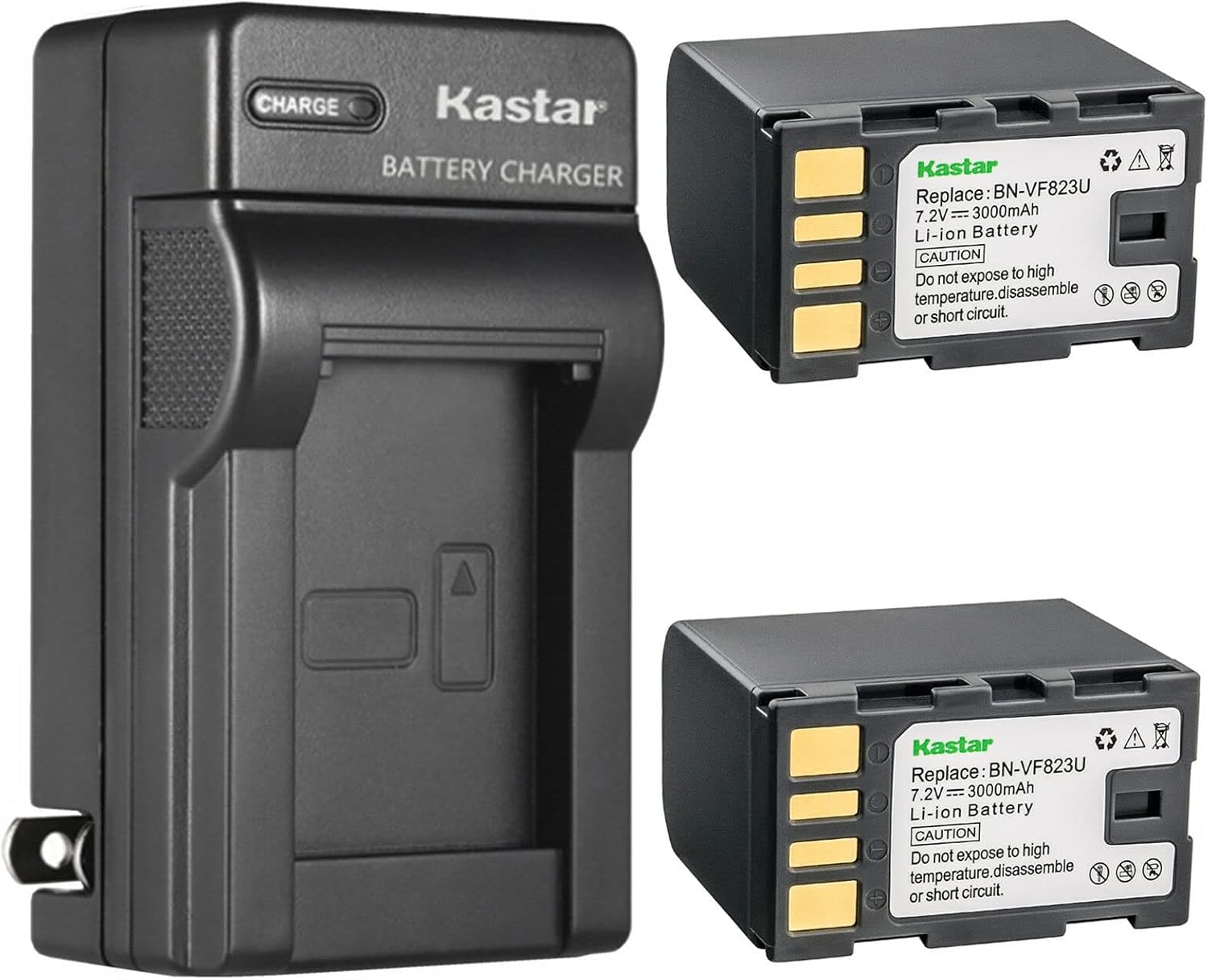 Kastar 2-Pack Battery and AC Wall Charger for JVC Camcorders