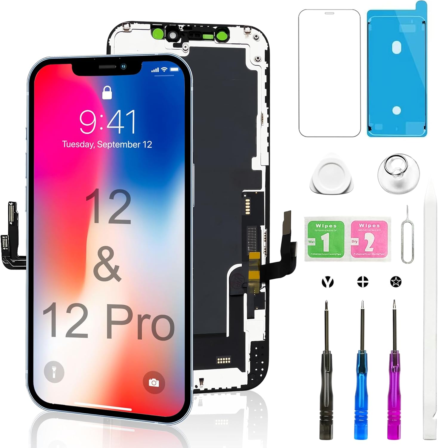iPhone 12/12 Pro Screen Replacement Kit with Repair Tools