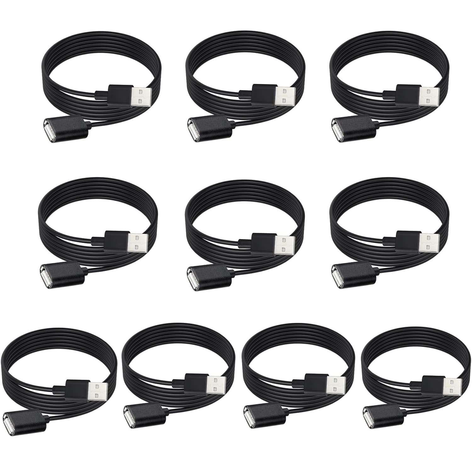 Smays 10-Pack 6ft USB Extension Cables - Extend with Ease!