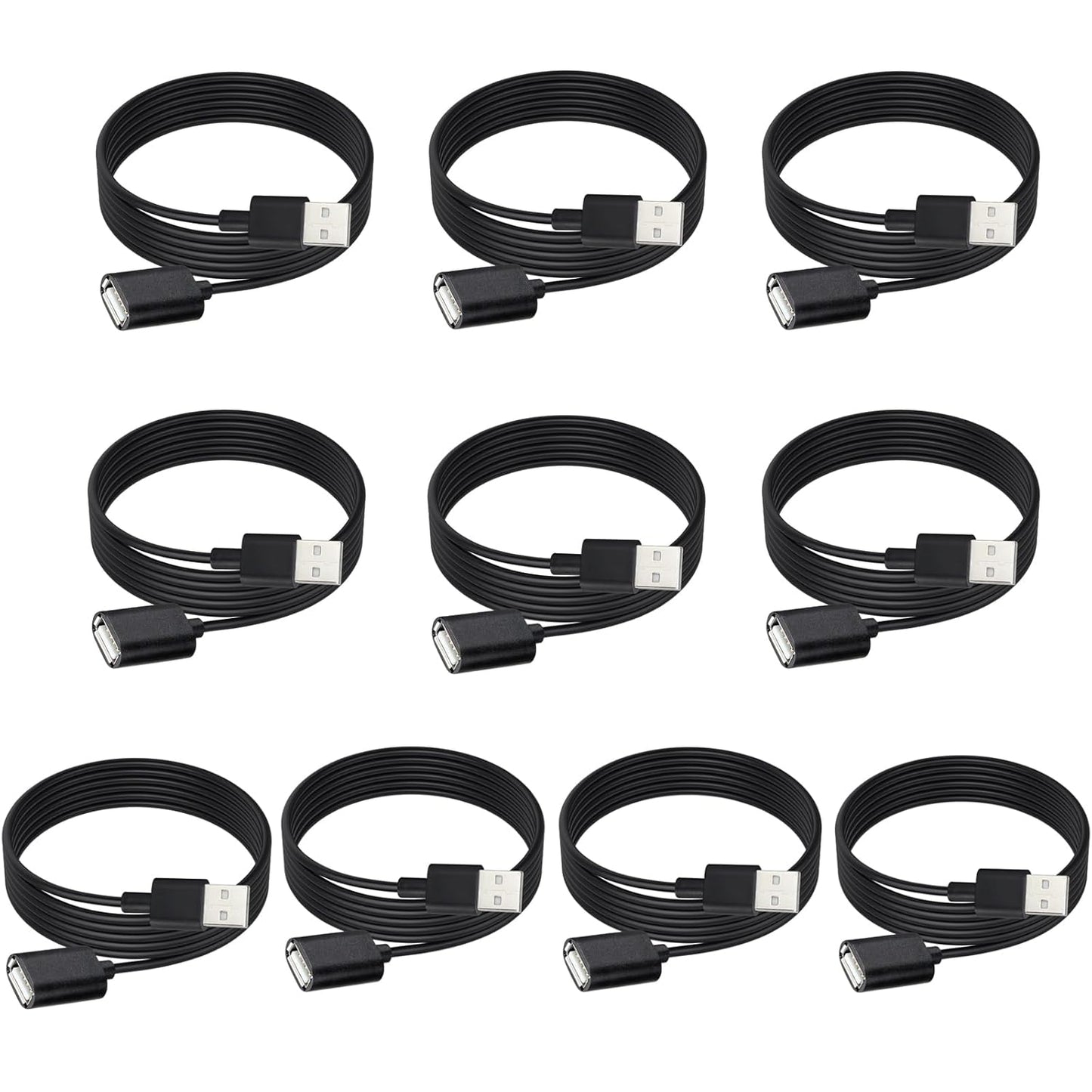 Smays USB Extension Cable 10-Pack - 5 ft Male to Female
