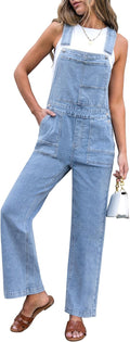 Jean Overalls for Women Straight Leg Baggy Stretchy Denim - Casual