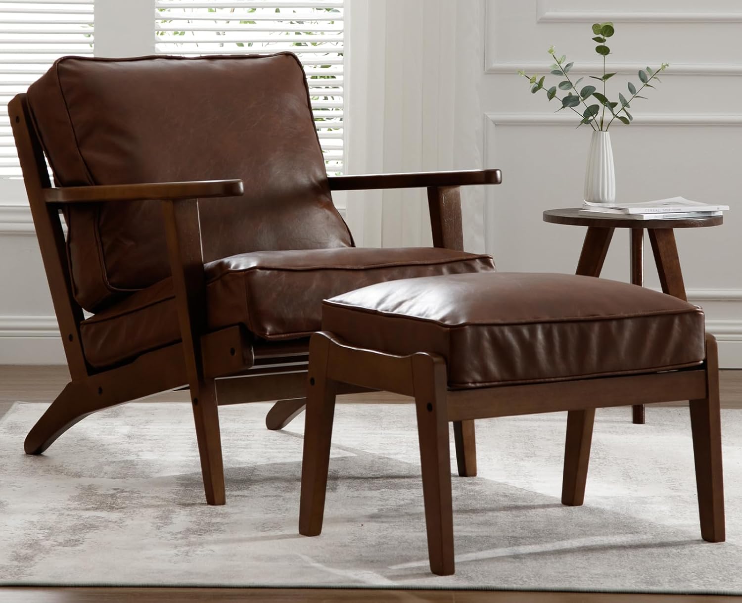 Kmax Brown PU Leather Accent Chair Set - Comfy Leisure Style!