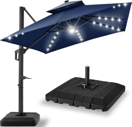 9x12ft LED Cantilever Patio Umbrella for Outdoor Shade
