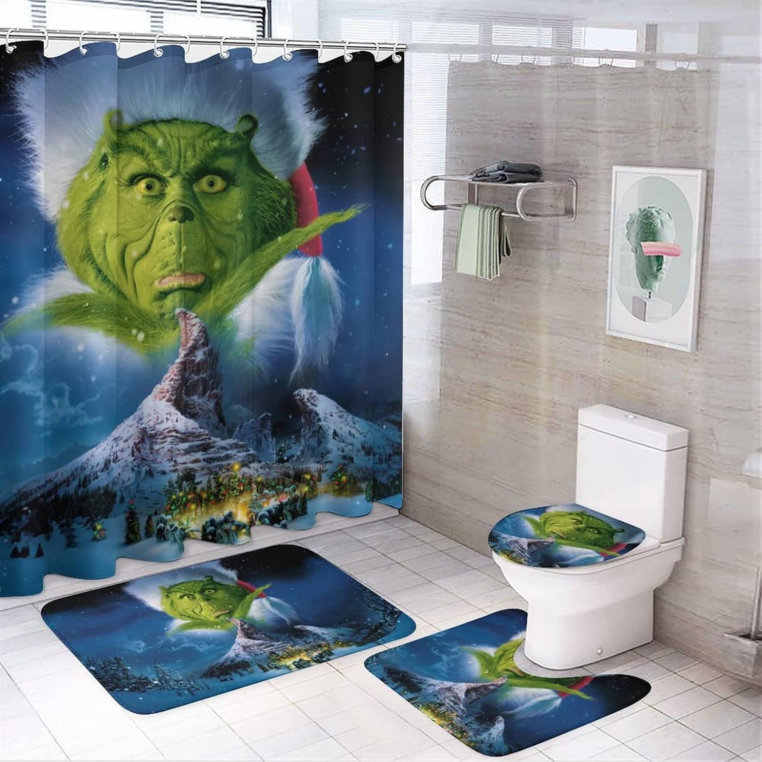 MINUNO Christmas Bathroom Set - 4 Pcs Deluxe Bundle
