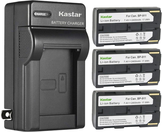 Kastar 3-Pack Battery and AC Wall Charger for Canon GL2 Series