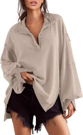 Sweatshirt for Women Henley Pullover Tunic S-2XL - Oversized Fall Top