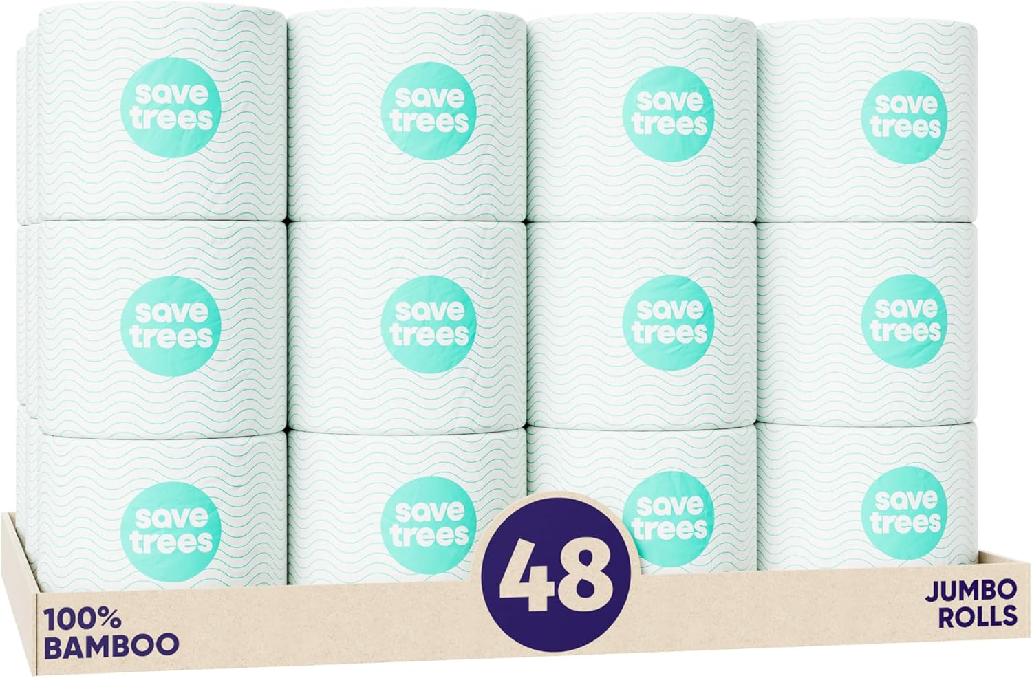 Save Trees Bamboo Toilet Paper - Eco-Friendly 3-Ply Rolls