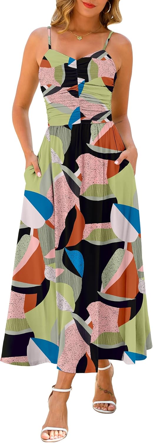 Annebouti Women 2025 Summer Floral Beach Maxi Dress with Pockets