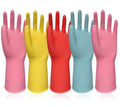 Kitchen Dishwashing Gloves - 5 Pairs Colorful Reusable Rubber Gloves