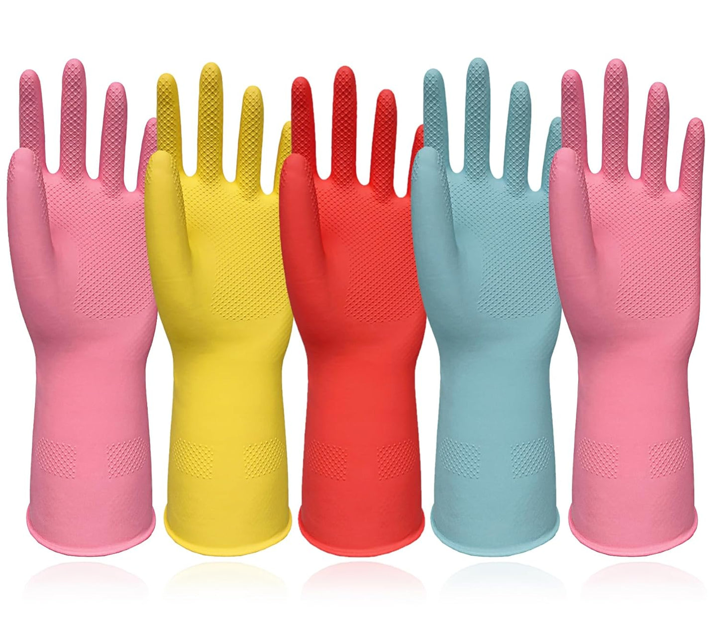 Non-Slip Colorful Dishwashing Gloves - 5 Pairs for Easy Cleaning