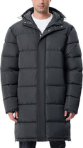 Mens Long Winter Puffer Jacket Lightweight Waterproof with Hood - Warm
