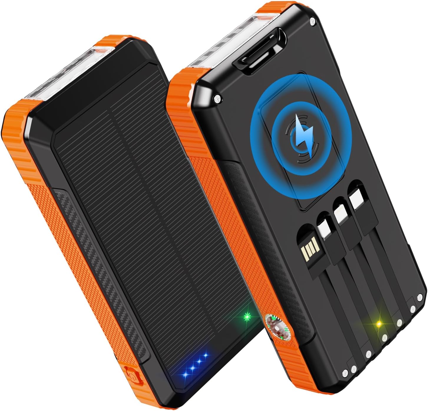 Solar Charger Power Bank 49800mAh with Built-in Cables & Fast Charging