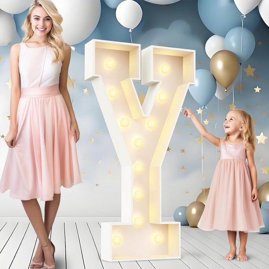 Light Up Letters for Parties - 4FT Marquee Letter Y Decoration