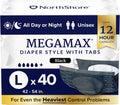 Adult Overnight Diapers Large 12-Hour Tab-Style - Black, 40 Count