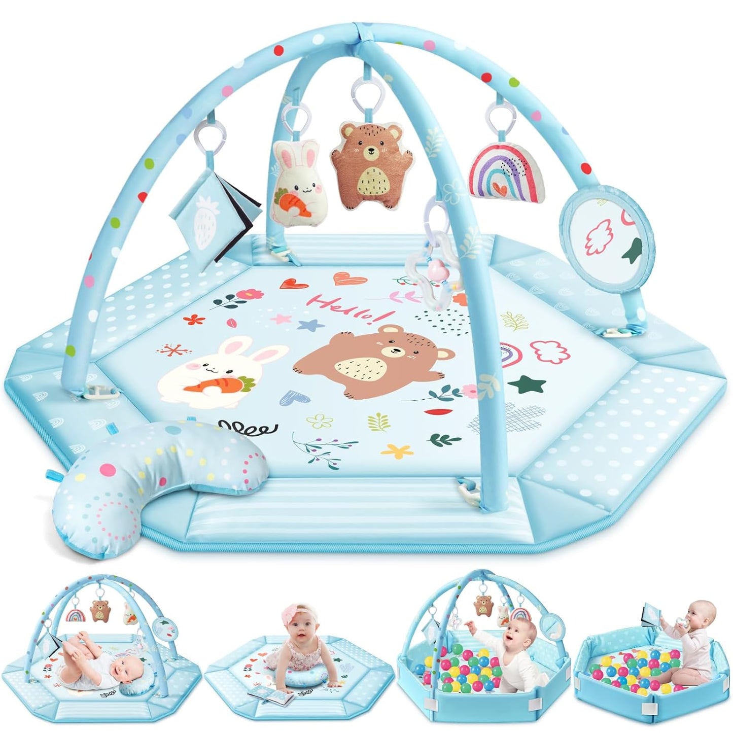 8-in-1 Baby Gym Mat: Stimulates All Senses! 