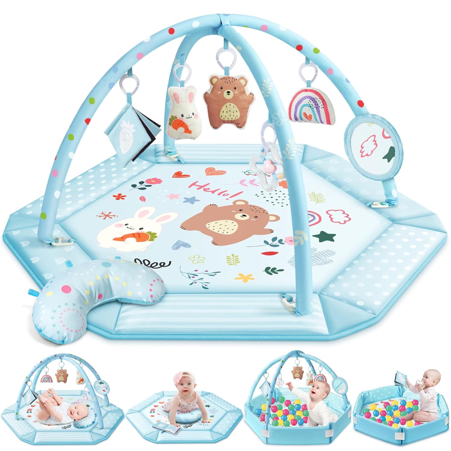 8-in-1 Baby Gym Mat: Stimulates All Senses! 