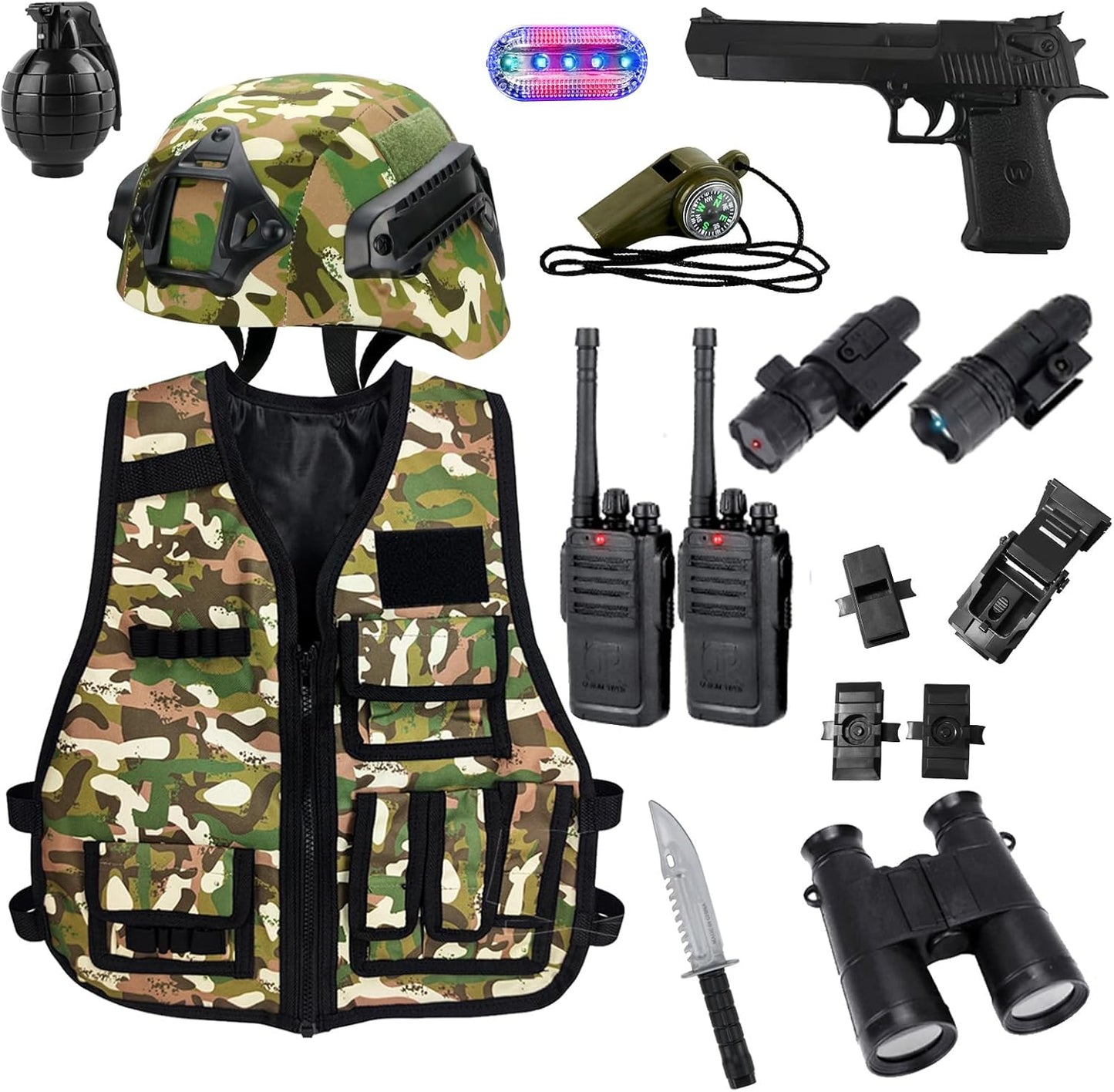 Kid's Military Role Play Set with Walkie Talkies & Toy Gun