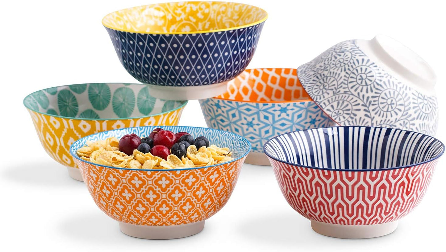 Selamica Porcelain Cereal Bowl Set - Colorful 20oz Bowls