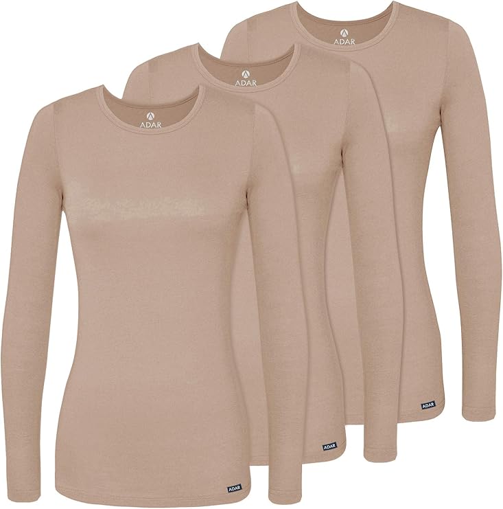 Adar Underscrubs for Women 3 Pack - Long Sleeve Comfort Tee