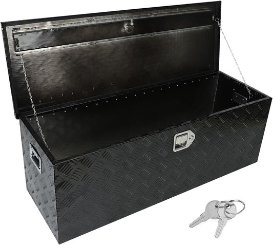 44in Black Aluminum Pickup Truck Bed Storage Tool Box with Lock