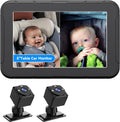 Baby Car Camera for 2 Kids 5ft 1080P Split-Screen Monitor - Dual IR