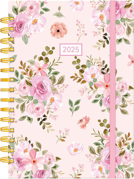 AIMPEAK 2025 Planner - Stay Organized in Style! Weekly/Monthly, Tabs, Pocket, Pink Floral