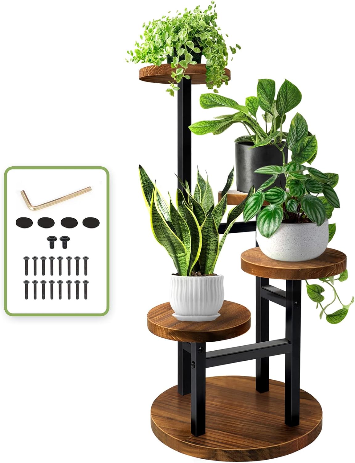 AUGOSTA 4 Tier Corner Plant Stand for Indoor and Outdoor Use