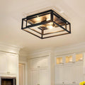 Black Flush Mount Ceiling Light Fixture 3-Light - Industrial Farmhouse