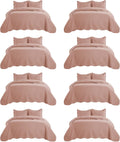 King Size Peach Quilts 8 Pack - Reversible Embossed Microfiber Quilt