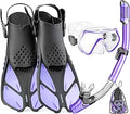 Travel Snorkel Set for Adults with Short Adjustable Fins - Compact Kit