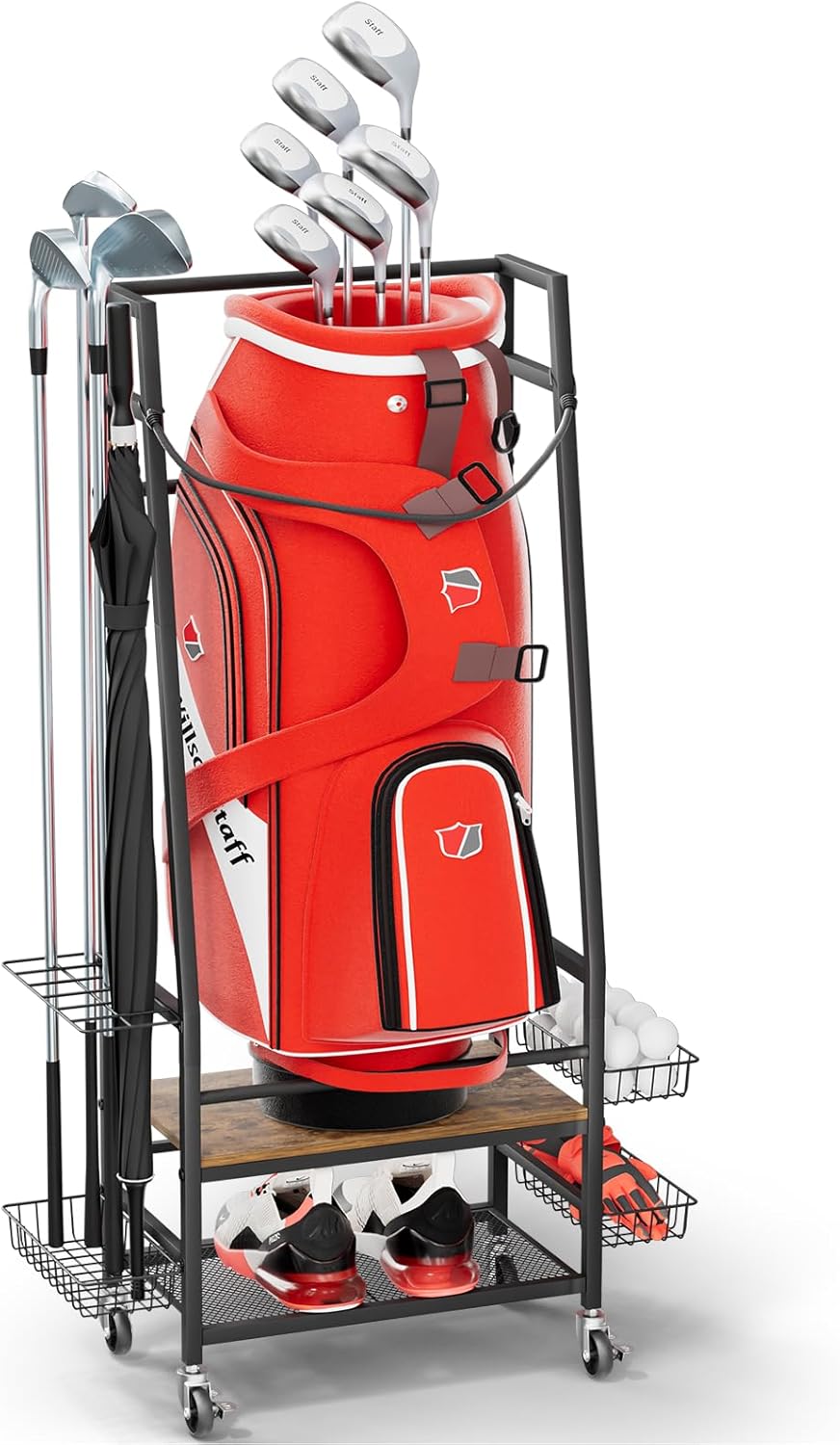 Golf Bag Organizer Rack - Neatly Store All Golf Gear!