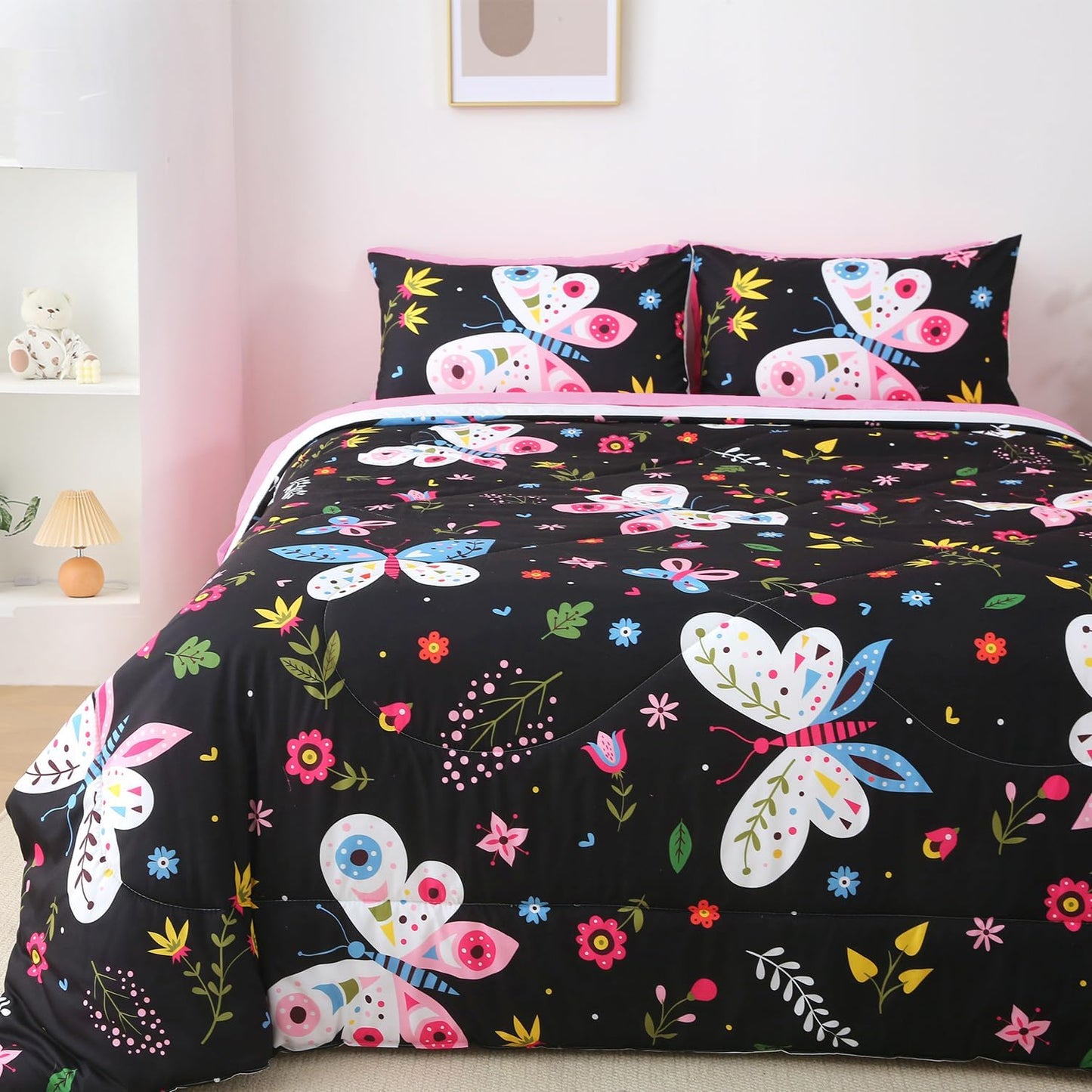 Jameswish Kids Butterfly Comforter Set - Colorful & Cozy!