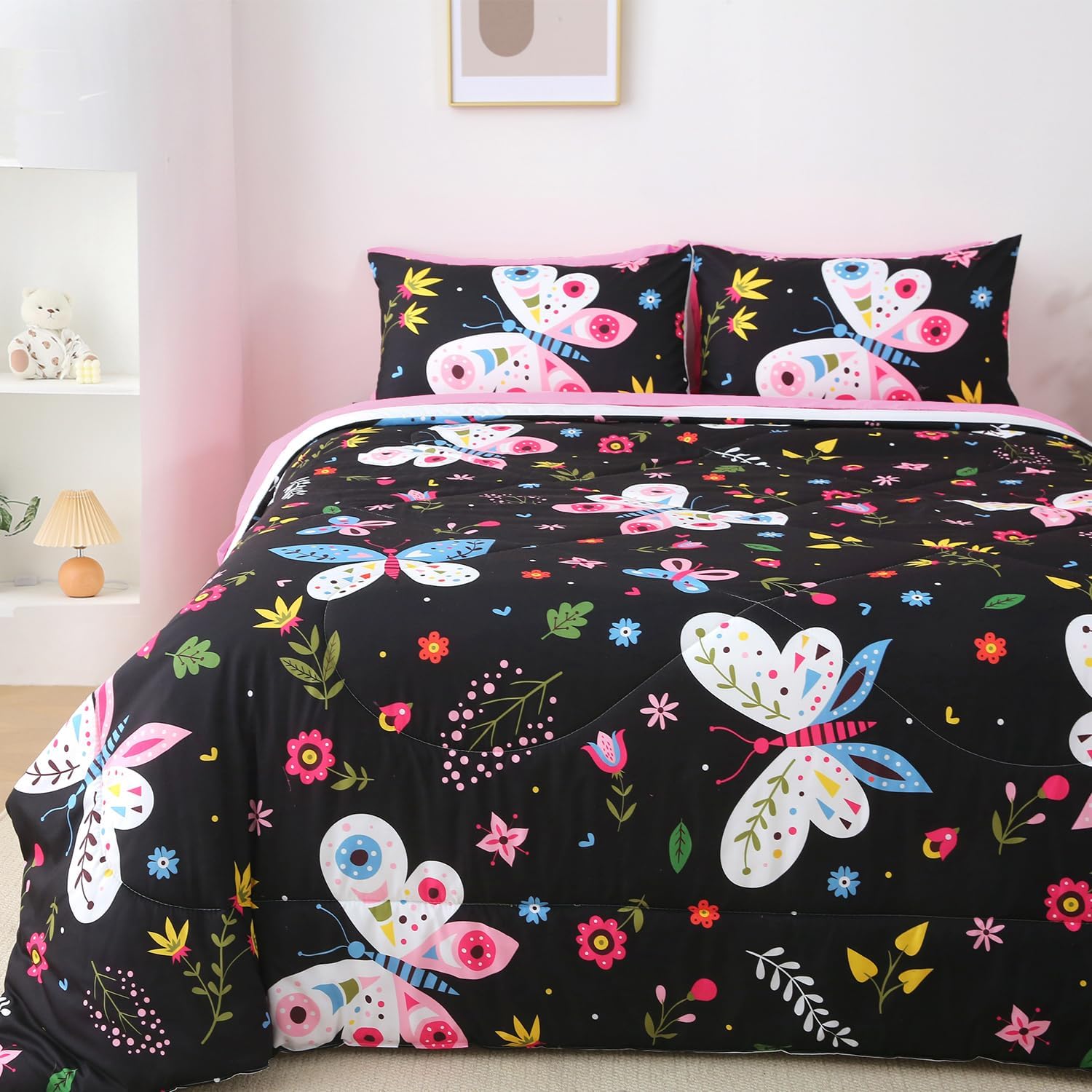 Jameswish Kids Butterfly Comforter Set - Colorful & Cozy!