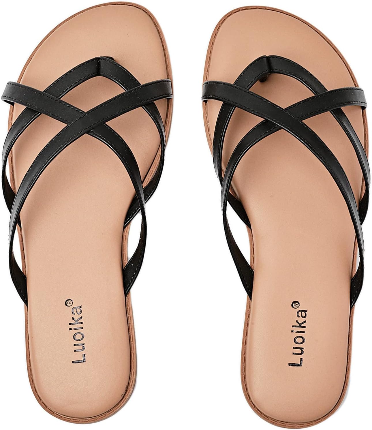 Luoika Women's Wide Width Flat Sandals for Summer Comfort