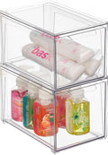 Plastic Stackable Bathroom Storage Drawer - Clear 2 Pack