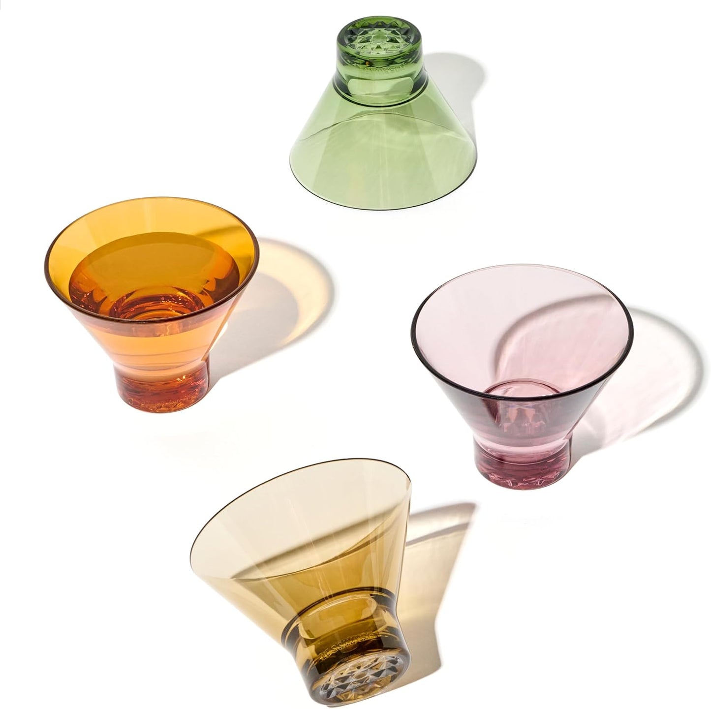 TOSSWARE Color Series 8oz Martini Glasses - Set of 4, Unbreakable & Premium Quality
