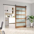 FREDBECK 48 x 84 in Glass Barn Door with 8ft Hardware Kit - Frosted