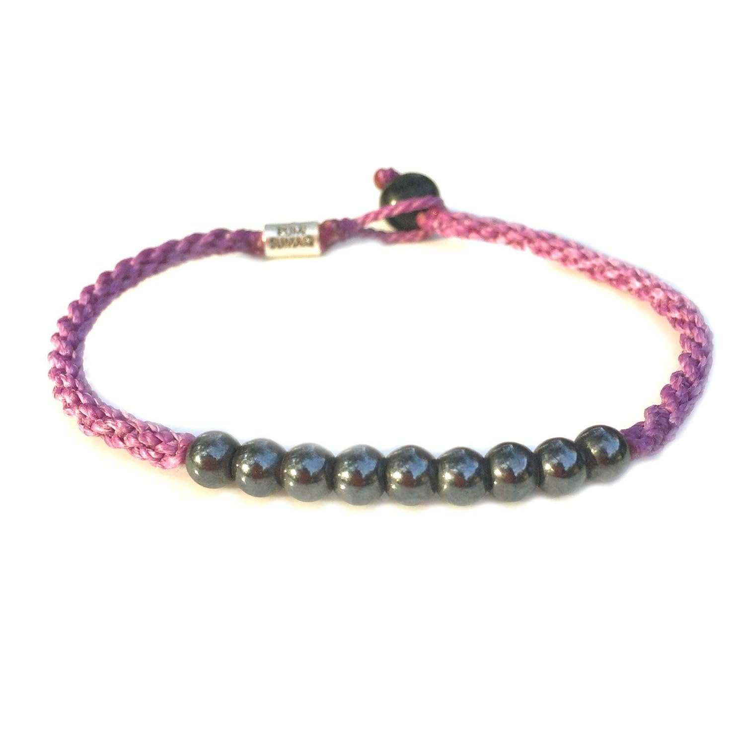 Woven Anklet with Beaded Hematite Stones for Men and Women