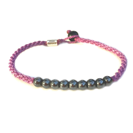 Woven Anklet with Beaded Hematite Stones for Men and Women