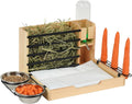 4 in 1 Wood Hay Feeder for Small Pets - Bunny Hay Holder