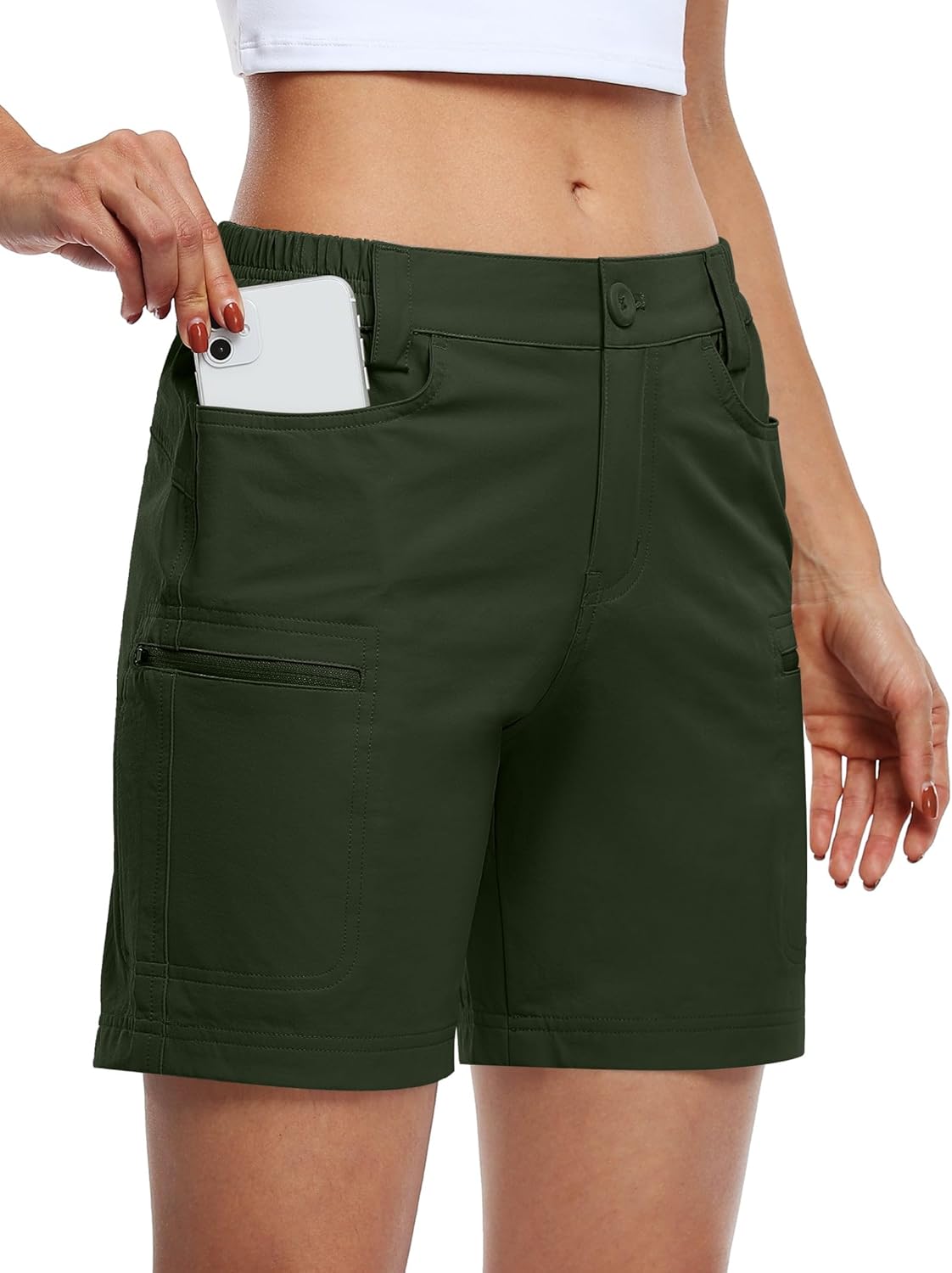 Willit Women's Hiking Golf Shorts with Quick Dry Cargo Pockets
