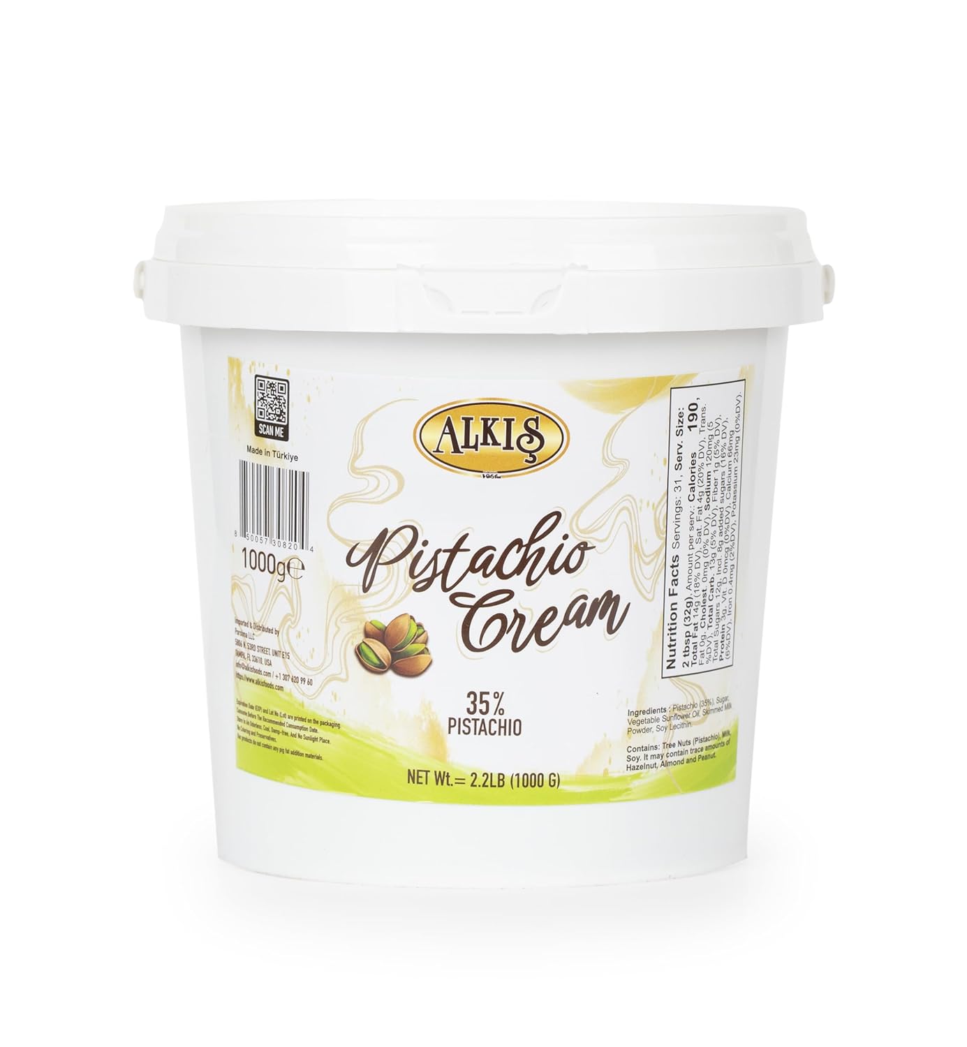 Alkis Pistachio Cream for Dubai Chocolate Bar, 2.2 lb Delight