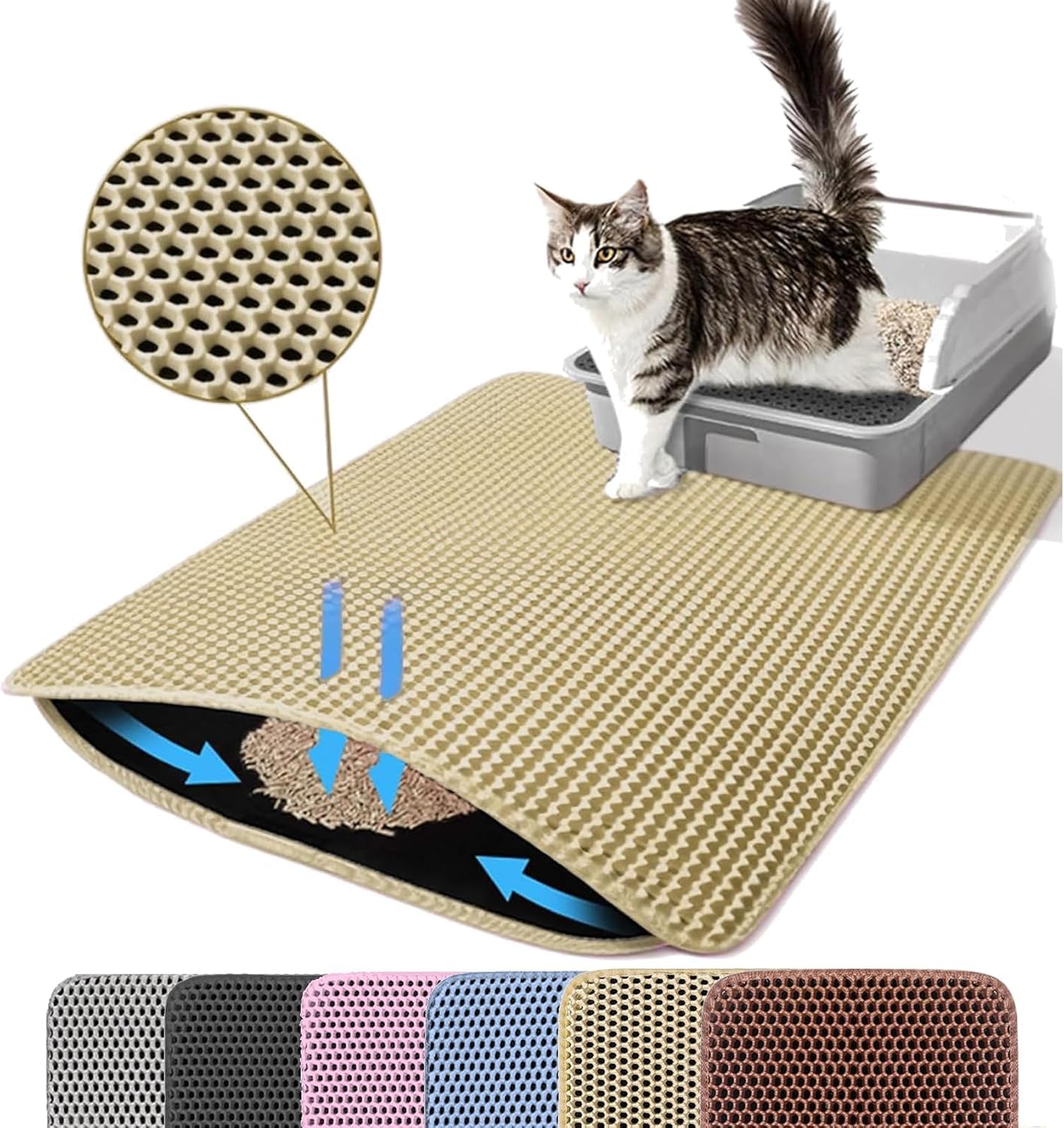 Jumbo Cat Litter Mat for Extra Large Litter Box, 46x26 in