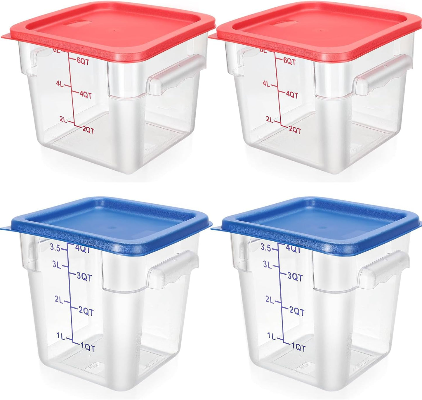 Lallisa 4 Pcs Clear Food Storage Containers with Lids and Handles